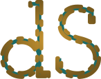 Deepa Sivarajan Logo the letters d and s dotted with blue and golden brown colors.